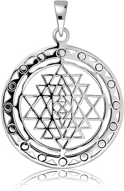 WithLoveSilver Sterling Silver Sri Yantra Sri Chakra Sacred Geometry ...